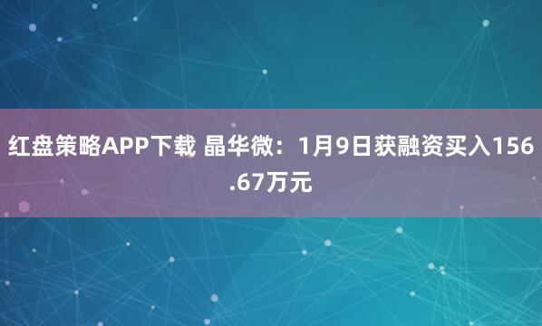 红盘策略APP下载 晶华微：1月9日获融资买入156.67万元